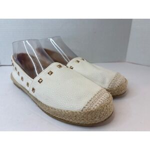 Alexis Bendel size 9 Khali  White Studded Espadrille Flats Womens Size -see pics
